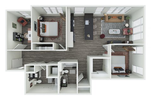 a1 floor plan  1 bedroom with 2 baths  129